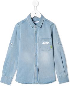 MSGM Kids джинсовая рубашка с логотипом