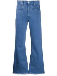 Isabel Marant расклешенные джинсы с завышенной талией и бахромой