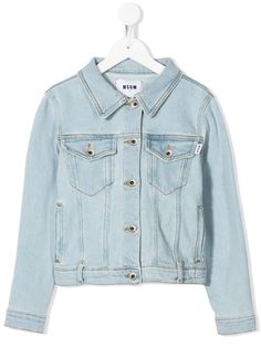 MSGM Kids джинсовая куртка с логотипом и длинными рукавами