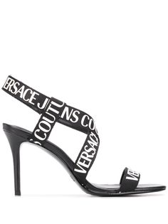 Versace Jeans Couture босоножки с открытым носком и логотипом