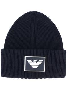 Emporio Armani шапка бини с нашивкой-логотипом
