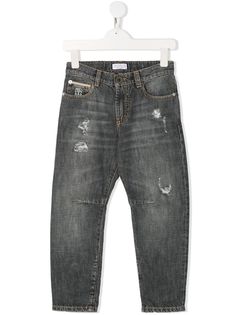 Brunello Cucinelli Kids джинсы кроя слим с эффектом потертости