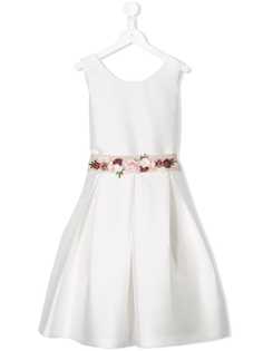 Mimilù платье с цветочной аппликацией и бантом на поясе