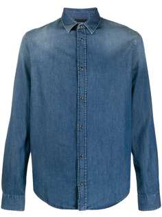 Emporio Armani джинсовая рубашка с эффектом потертости