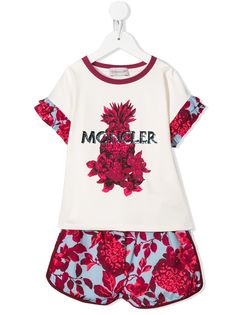 Moncler Enfant комплект из шортов и футболки с цветочным принтом