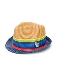 Paul Smith Junior соломенная шляпа в полоску с нашивкой-логотипом