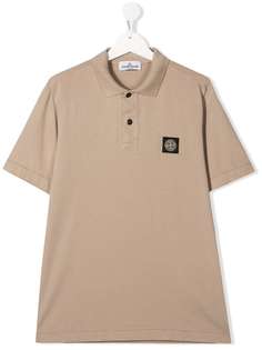 Stone Island Junior рубашка-поло с нашивкой-логотипом