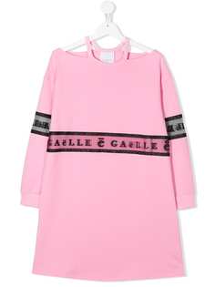 Gaelle Paris Kids платье с логотипом и прозрачными вставками