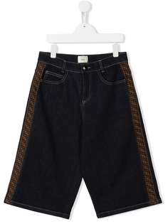 Fendi Kids шорты со вставками и логотипом