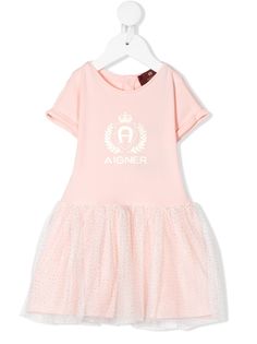 Aigner Kids расклешенное платье с логотипом