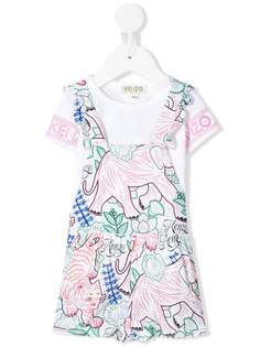 Kenzo Kids платье-футболка с оборками и принтом