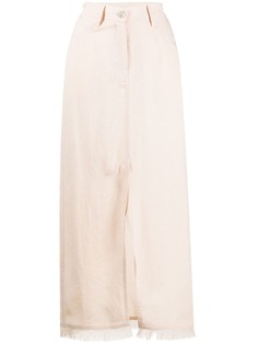 Nanushka юбка макси с бахромой на кармане