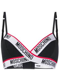 Moschino бюстгальтер с логотипом и треугольными чашками