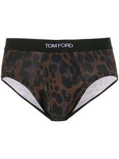 Tom Ford трусы-брифы с леопардовым принтом и логотипом