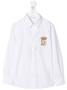 Dolce & Gabbana Kids рубашка с длинными рукавами и вышивкой DG Crown