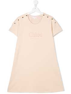 Chloé Kids платье-рубашка с логотипом