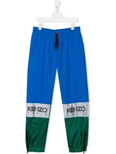 Kenzo Kids спортивные брюки в стиле колор-блок с логотипом