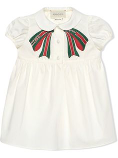 Gucci Kids поплиновое платье с вышивкой