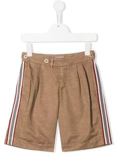 Brunello Cucinelli Kids шорты с контрастными полосками и складками