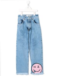 Natasha Zinko Kids джинсы с необработанным краем и логотипом