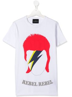 John Richmond Junior футболка с принтом Rebel Rebel Bowie