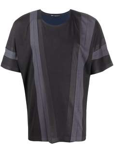 Issey Miyake striped-panel T-shirt