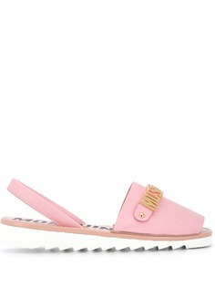 Moschino logo plaque slingback sandals