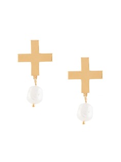 Le Chic Radical серьга Cross Stud with Pearl