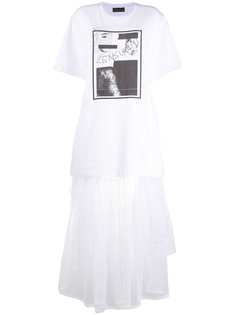 Barbara Bologna платье-футболка со вставкой из тюля