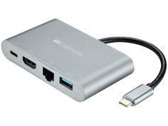 Хаб USB Canyon 1xType-C Male + 1xHDMI + 1xRJ45 + 2xUSB 3.0 CNS-TDS04DG