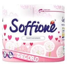 Бумага туалетная SOFFIONE Decoro Pink, 2-х слойная, 4шт Noname
