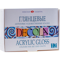 Акриловые краски 3ХК Decola, 12 цветов, глянцевые Невская Палитра