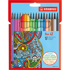 Фломастеры Stabilo "Pen", 18 цветов