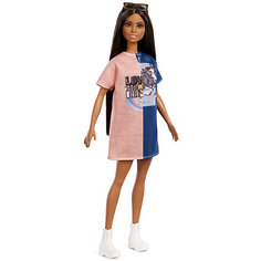 Кукла Barbie "Игра с модой" в сине-розовом платье, 29 см Mattel