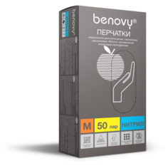 Benovy, Перчатки нитриловые, неопудренные, 3,6 г, 100 шт, красные (4 размера), 3,6 гр, 100 шт, L, красные