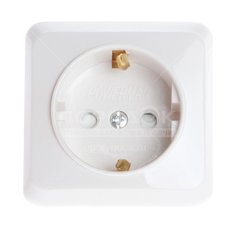 Розетка открытой установки одноместная Powerman Fazenda Евро 7028 белая с защитной шторкой