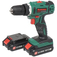 Дрель-шуруповерт аккумуляторная Hammerflex ACD185Li, 0-350 об/мин, 18 В, 1.5 Ач, 10 мм