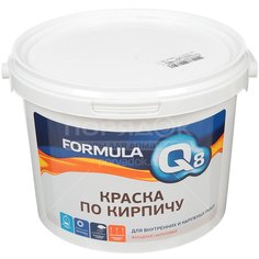 Краска водоэмульсионная Formula Q8 по кирпичу фасадная черная, 2.4 кг