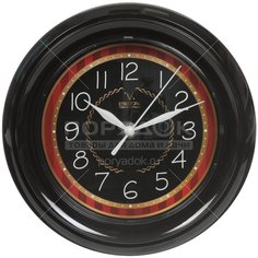 Часы настенные Вега Классика черная с бежевым кантом П6-6-91