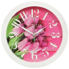 Часы настенные Вега Розовые тюльпаны П1-7/7-270