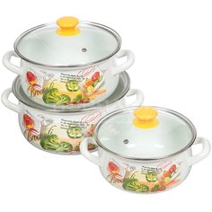 Набор эмалированной посуды Керченский металлургический завод Брокколи-Экстра (кастрюля 2+3+4 л), 3 предмета