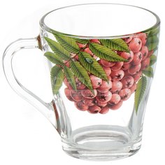 Кружка стеклянная Живая природа Рябинка 1649-Д, 250 мл Декостек