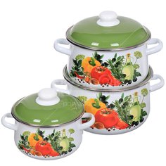 Набор эмалированной посуды СтальЭмаль Европейская кухня, (кастрюля 2+4+5.5 л), 3 предмета