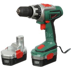Дрель-шуруповерт аккумуляторная Hammerflex ACD182, 0-400 об/мин, 18 В, 2х1.2 Ач, 10 мм