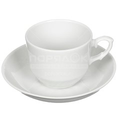 Чайная пара из керамики Добрушский фарфоровый завод Белый 7С0181, 250 мл