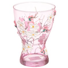 Ваза для цветов стеклянная настольная, 26 см, Сакура на розовом фоне 2598/260/77-640.2