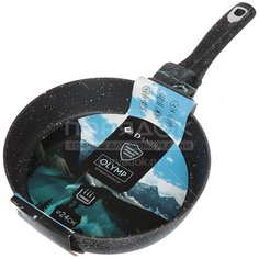 Сковорода с мраморным покрытием Daniks Мрамор Олимп черная DFP-24-BLM без крышки, 24 см, глубокая
