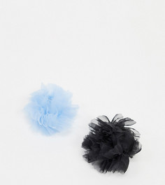 Набор резинок для волос из органзы синего и черного цвета Monki-Мульти