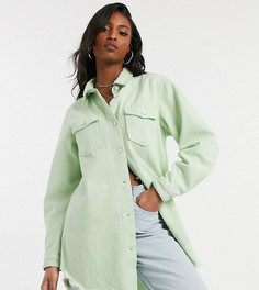 Светло-бирюзовая джинсовая рубашка в стиле oversized с необработанной нижней кромкой Missguided Tall-Зеленый цвет
