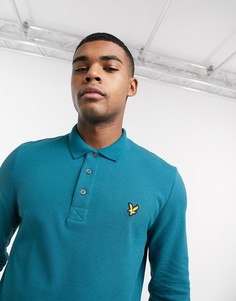Однотонная футболка-поло с длинными рукавами Lyle & Scott-Синий